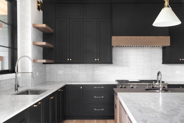 Small Kitchen Design with Black Cabinets