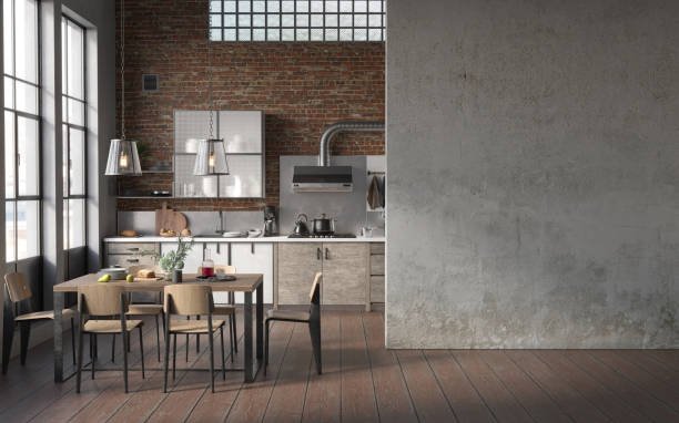 Appliances and Furniture in an Industrial Kitchen