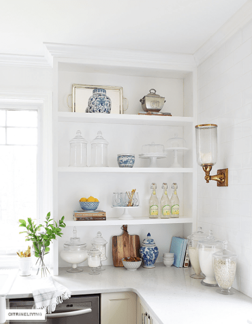 Open Shelving with White Accents