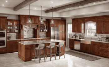 Kitchen with Stunning Walnut Cabinets