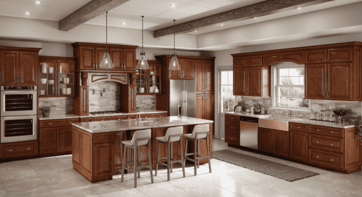 Kitchen with Stunning Walnut Cabinets